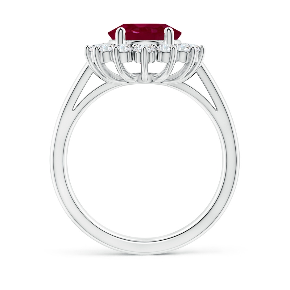 10x8mm A Princess Diana Inspired Ruby Ring with Diamond Halo in White Gold side 199
