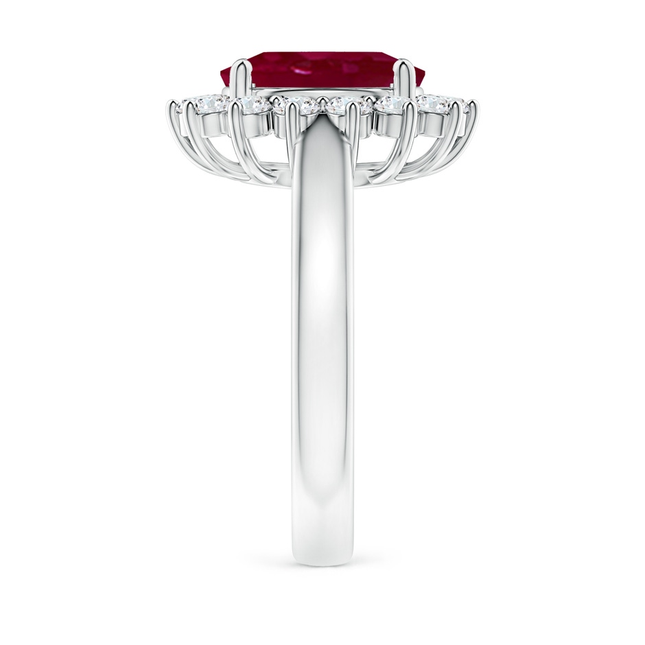 10x8mm A Princess Diana Inspired Ruby Ring with Diamond Halo in White Gold side 299