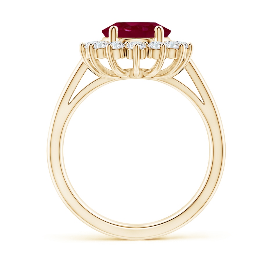 10x8mm A Princess Diana Inspired Ruby Ring with Diamond Halo in Yellow Gold side 199