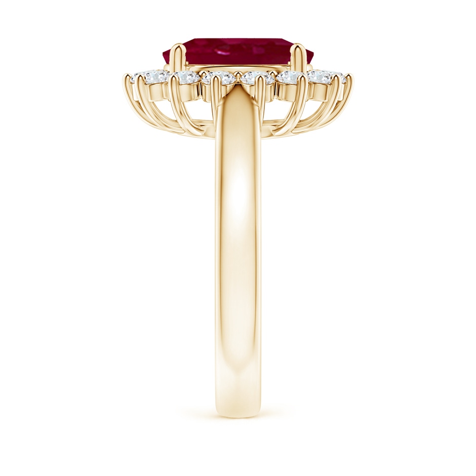 10x8mm A Princess Diana Inspired Ruby Ring with Diamond Halo in Yellow Gold side 299