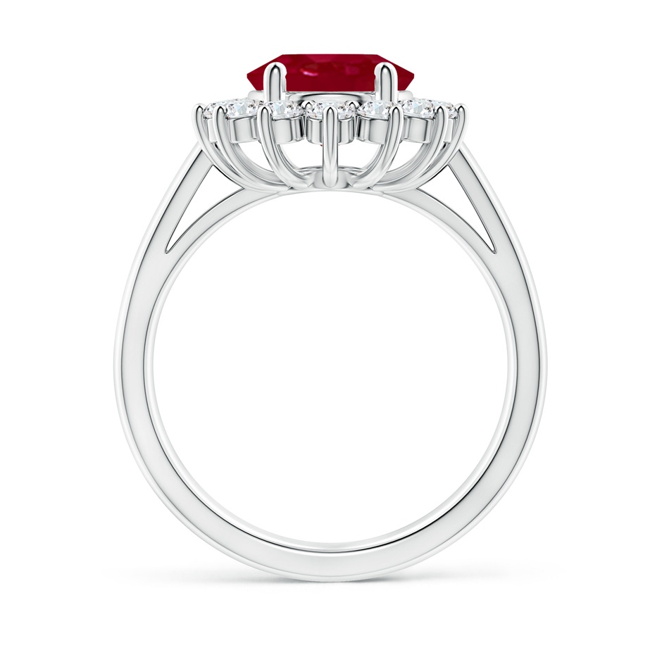 10x8mm AA Princess Diana Inspired Ruby Ring with Diamond Halo in P950 Platinum side 199