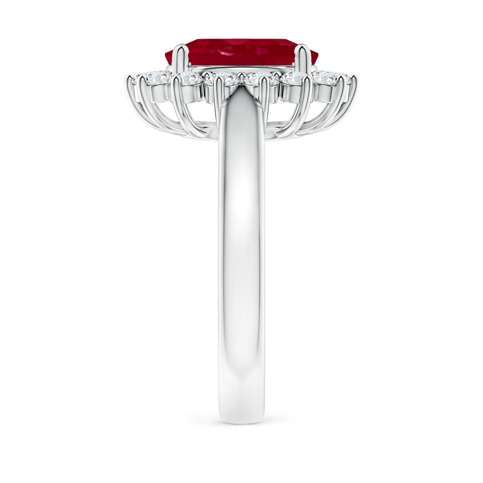 10x8mm AA Princess Diana Inspired Ruby Ring with Diamond Halo in P950 Platinum side 299