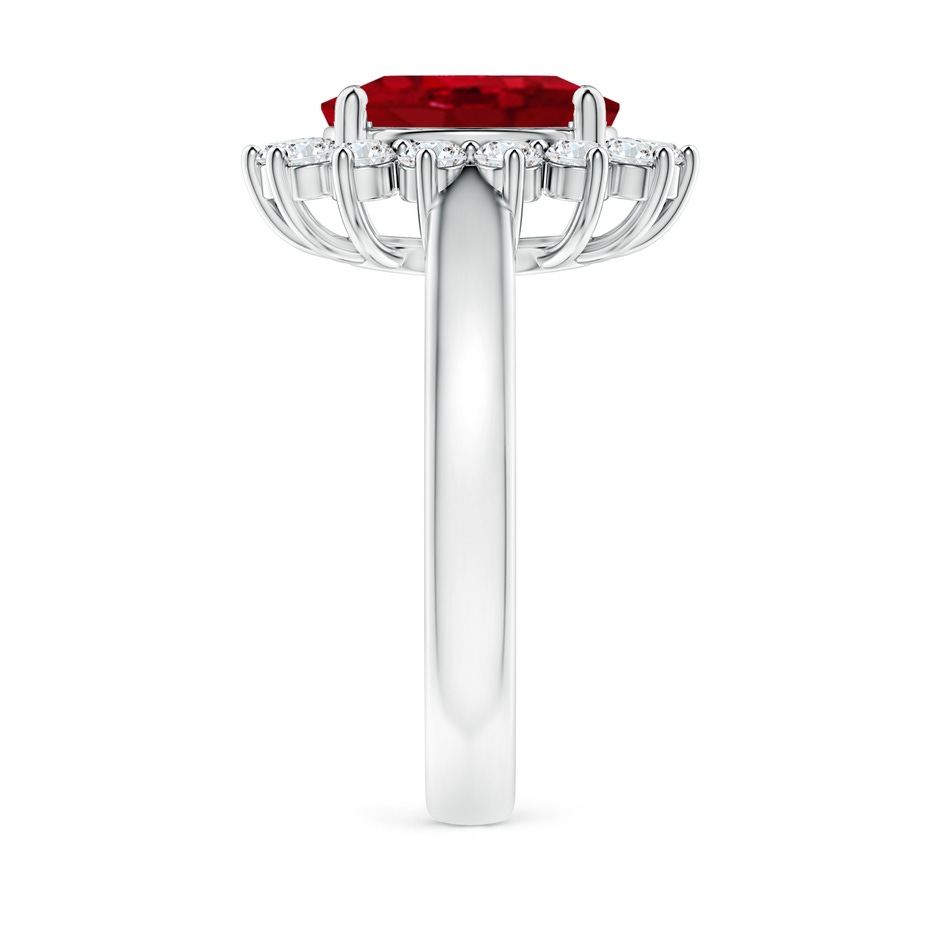 10x8mm AAA Princess Diana Inspired Ruby Ring with Diamond Halo in 18K White Gold side 299