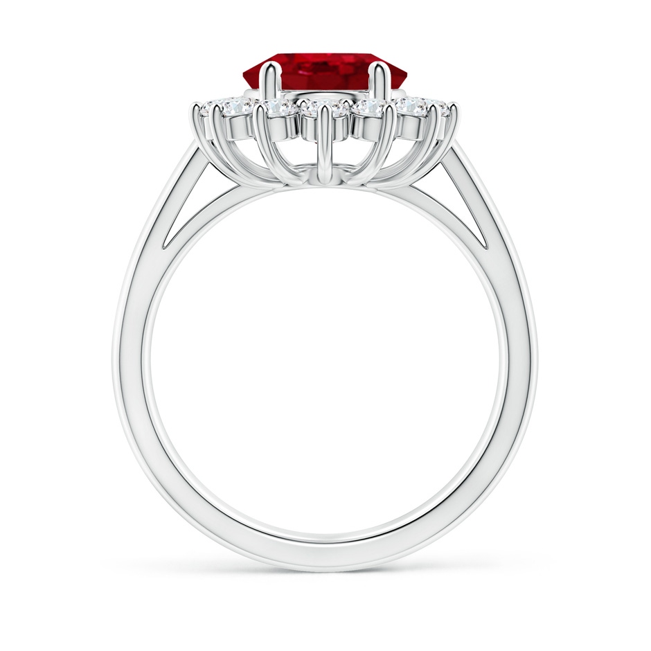 10x8mm AAA Princess Diana Inspired Ruby Ring with Diamond Halo in P950 Platinum side 199