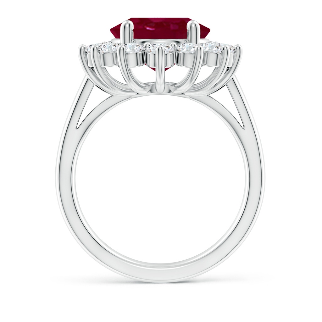 12x10mm A Princess Diana Inspired Ruby Ring with Diamond Halo in P950 Platinum Side 199