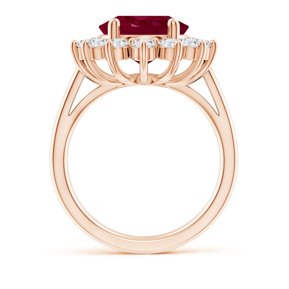 12x10mm A Princess Diana Inspired Ruby Ring with Diamond Halo in Rose Gold side 199