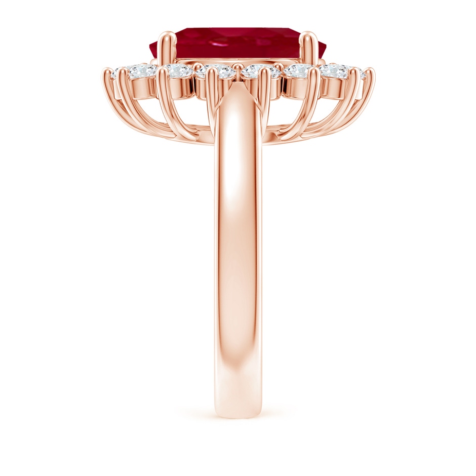 12x10mm AA Princess Diana Inspired Ruby Ring with Diamond Halo in 18K Rose Gold side 299