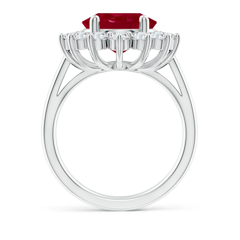 12x10mm AA Princess Diana Inspired Ruby Ring with Diamond Halo in P950 Platinum side 199