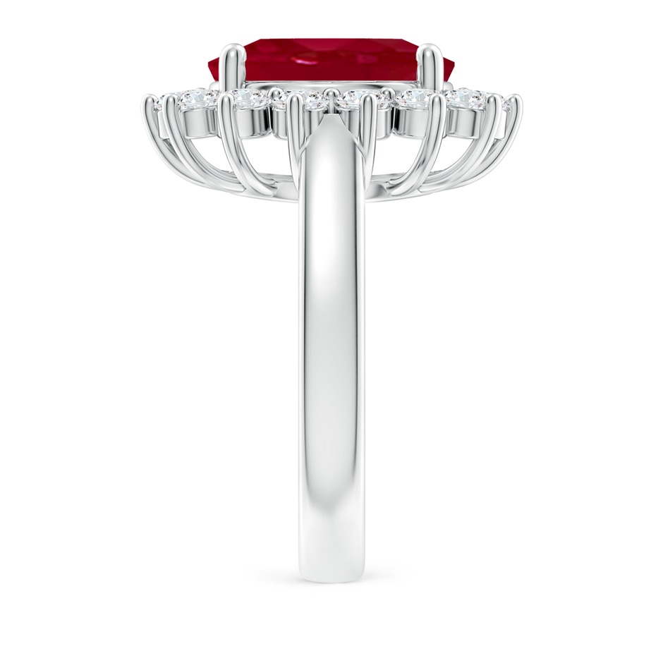 12x10mm AA Princess Diana Inspired Ruby Ring with Diamond Halo in P950 Platinum side 299