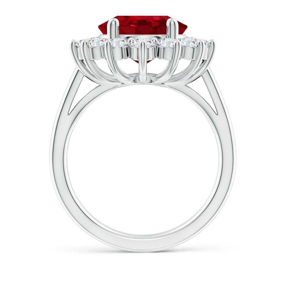 12x10mm AAA Princess Diana Inspired Ruby Ring with Diamond Halo in P950 Platinum side 199