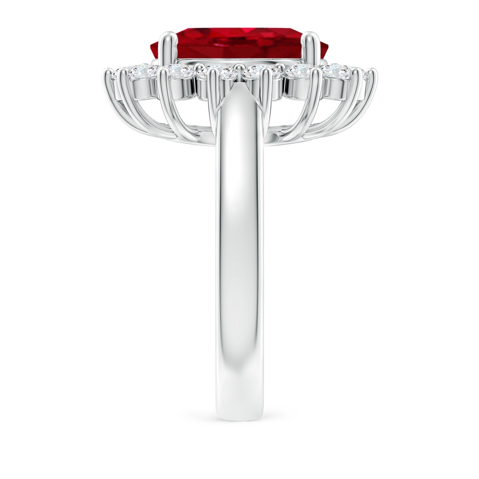 12x10mm AAA Princess Diana Inspired Ruby Ring with Diamond Halo in P950 Platinum side 299