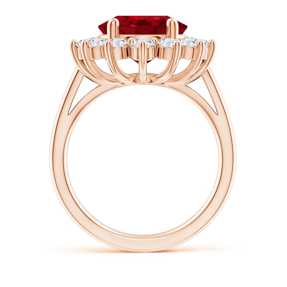 12x10mm AAA Princess Diana Inspired Ruby Ring with Diamond Halo in Rose Gold side 199