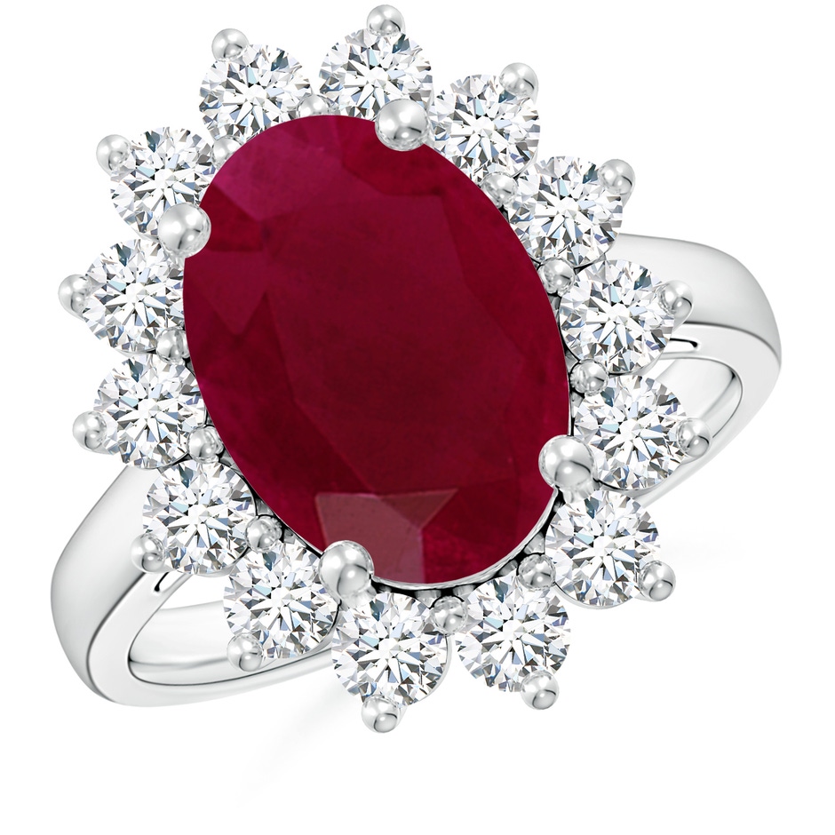 14x10mm A Princess Diana Inspired Ruby Ring with Diamond Halo in P950 Platinum 