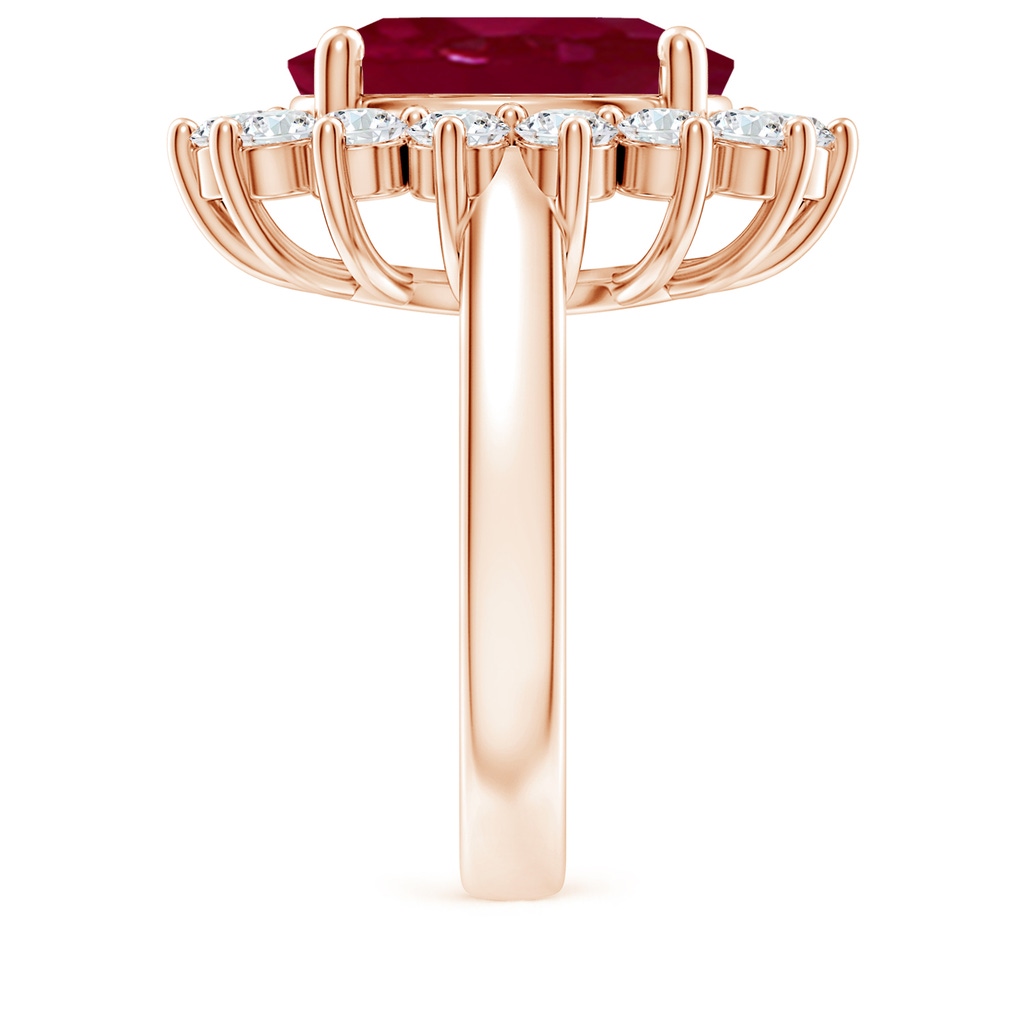14x10mm A Princess Diana Inspired Ruby Ring with Diamond Halo in Rose Gold Side 299