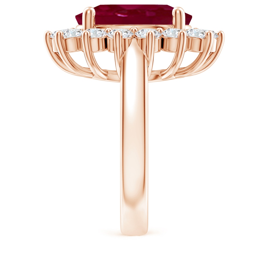 14x10mm A Princess Diana Inspired Ruby Ring with Diamond Halo in Rose Gold side 299