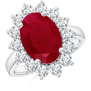 14x10mm AA Princess Diana Inspired Ruby Ring with Diamond Halo in P950 Platinum