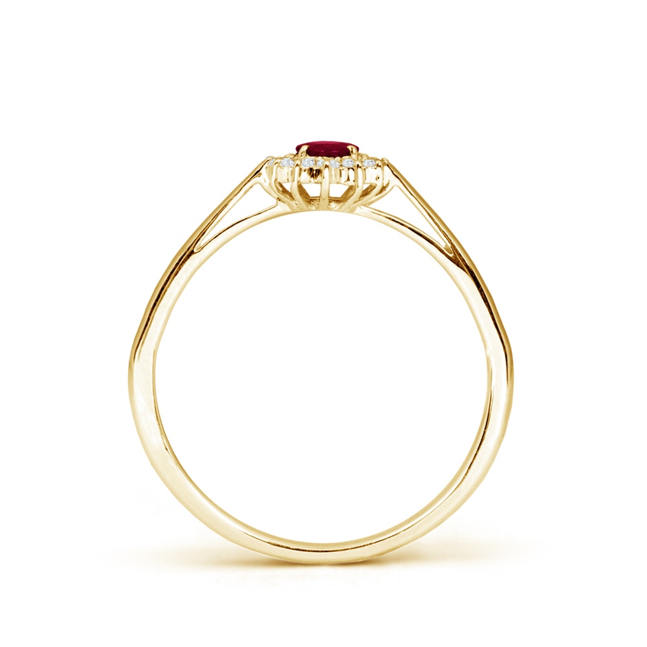 5x3mm A Princess Diana Inspired Ruby Ring with Diamond Halo in 9K Yellow Gold side 199