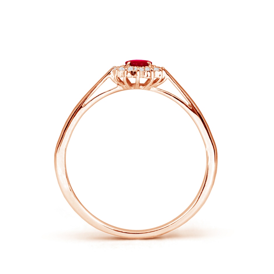 5x3mm AAA Princess Diana Inspired Ruby Ring with Diamond Halo in 9K Rose Gold side 199