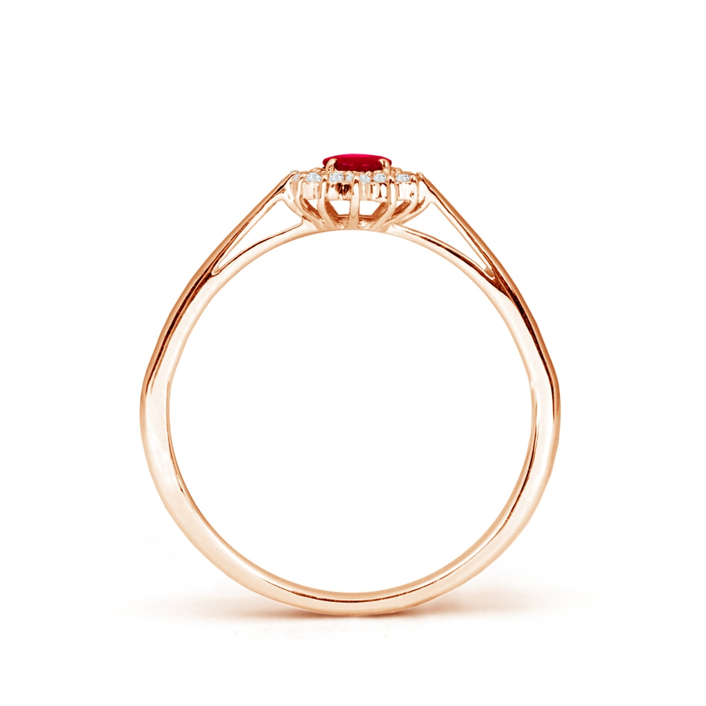 5x3mm AAA Princess Diana Inspired Ruby Ring with Diamond Halo in Rose Gold Side 199