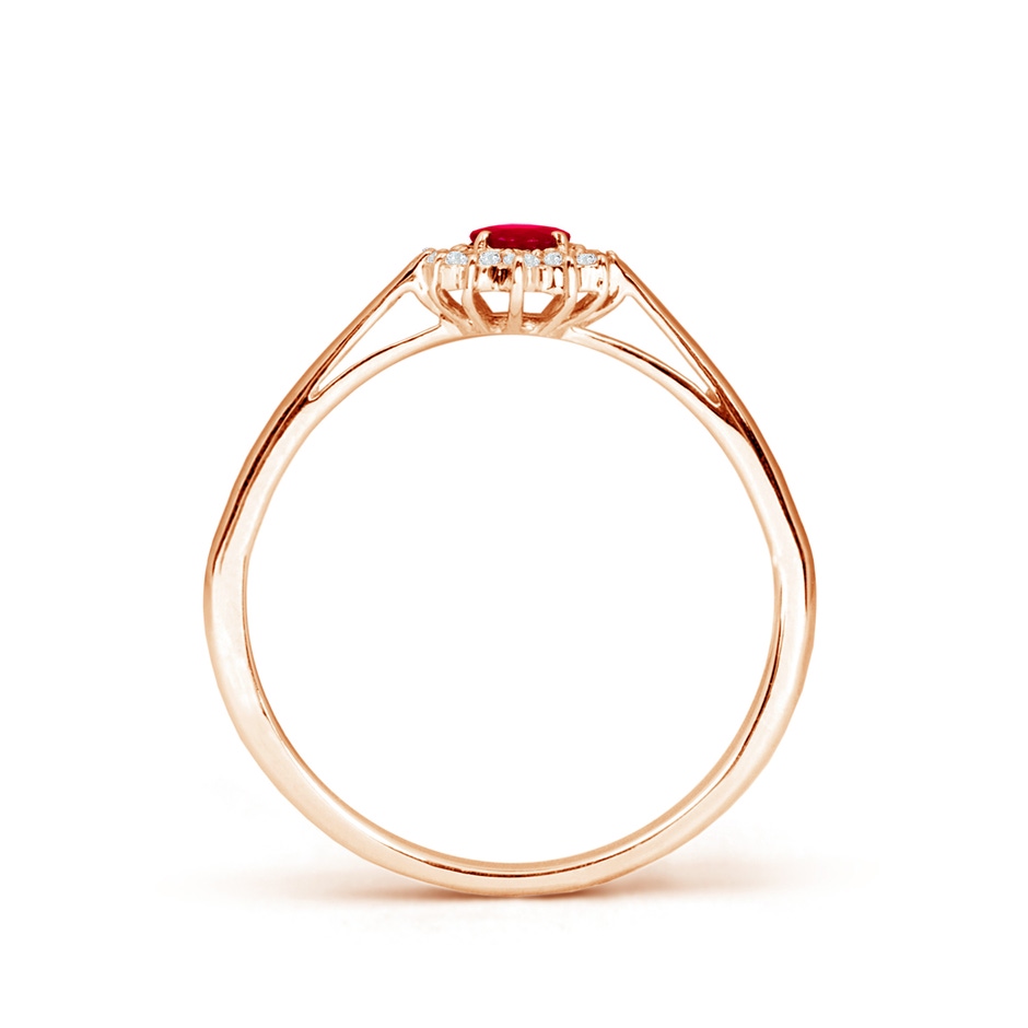 5x3mm AAA Princess Diana Inspired Ruby Ring with Diamond Halo in Rose Gold side 199