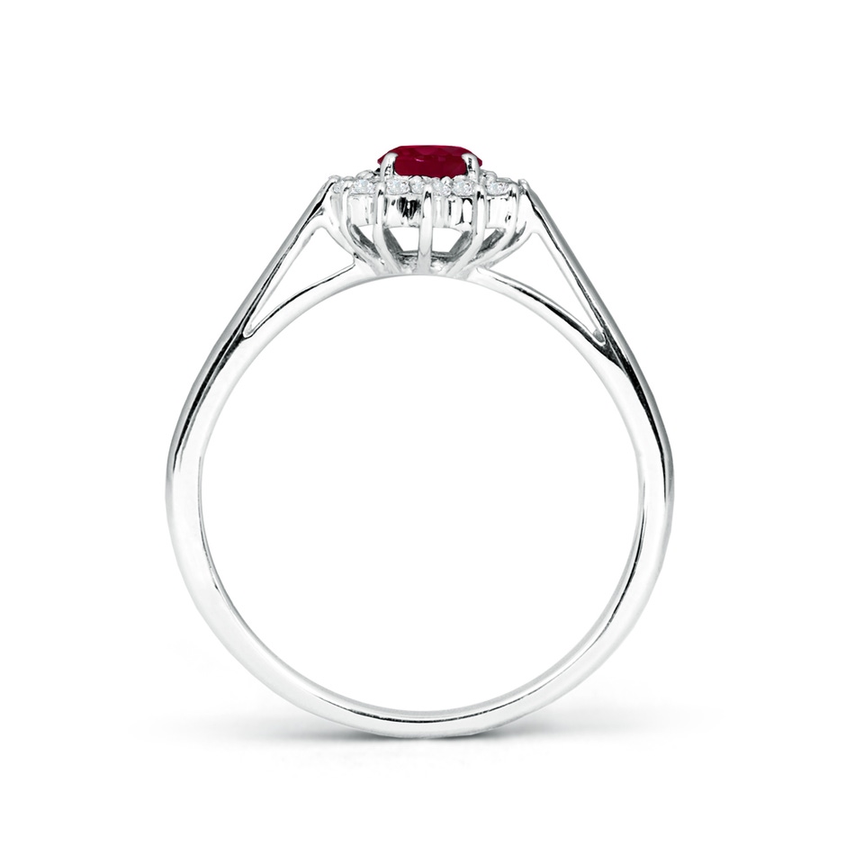 6x4mm A Princess Diana Inspired Ruby Ring with Diamond Halo in P950 Platinum side 199