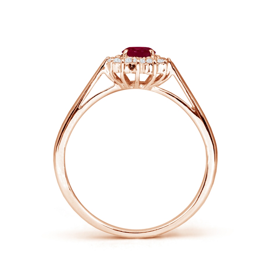 6x4mm A Princess Diana Inspired Ruby Ring with Diamond Halo in Rose Gold side 199