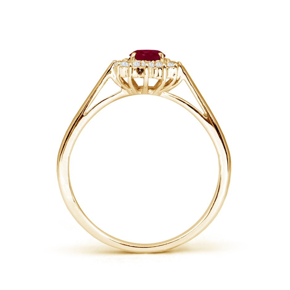 6x4mm A Princess Diana Inspired Ruby Ring with Diamond Halo in Yellow Gold side 199