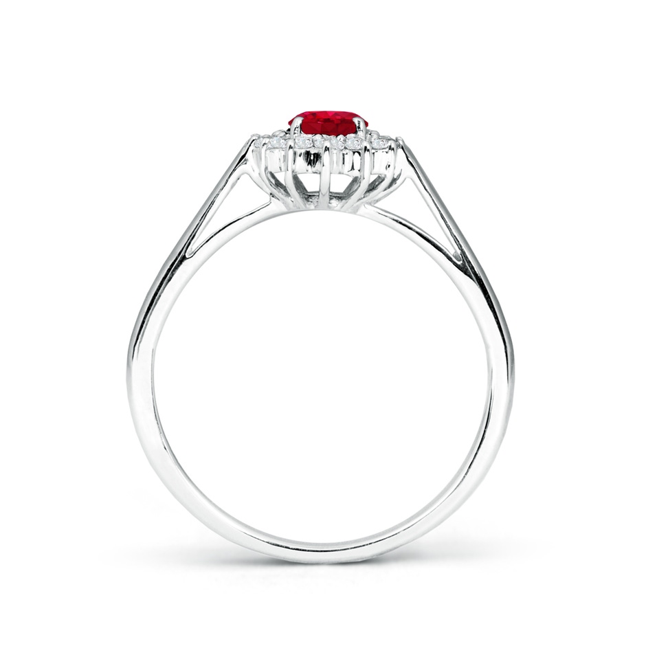 6x4mm AAA Princess Diana Inspired Ruby Ring with Diamond Halo in P950 Platinum side 199