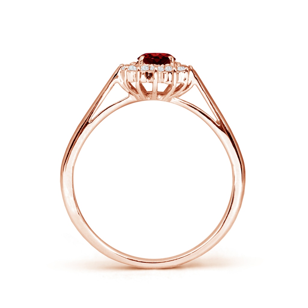 6x4mm AAAA Princess Diana Inspired Ruby Ring with Diamond Halo in 18K Rose Gold Side 199