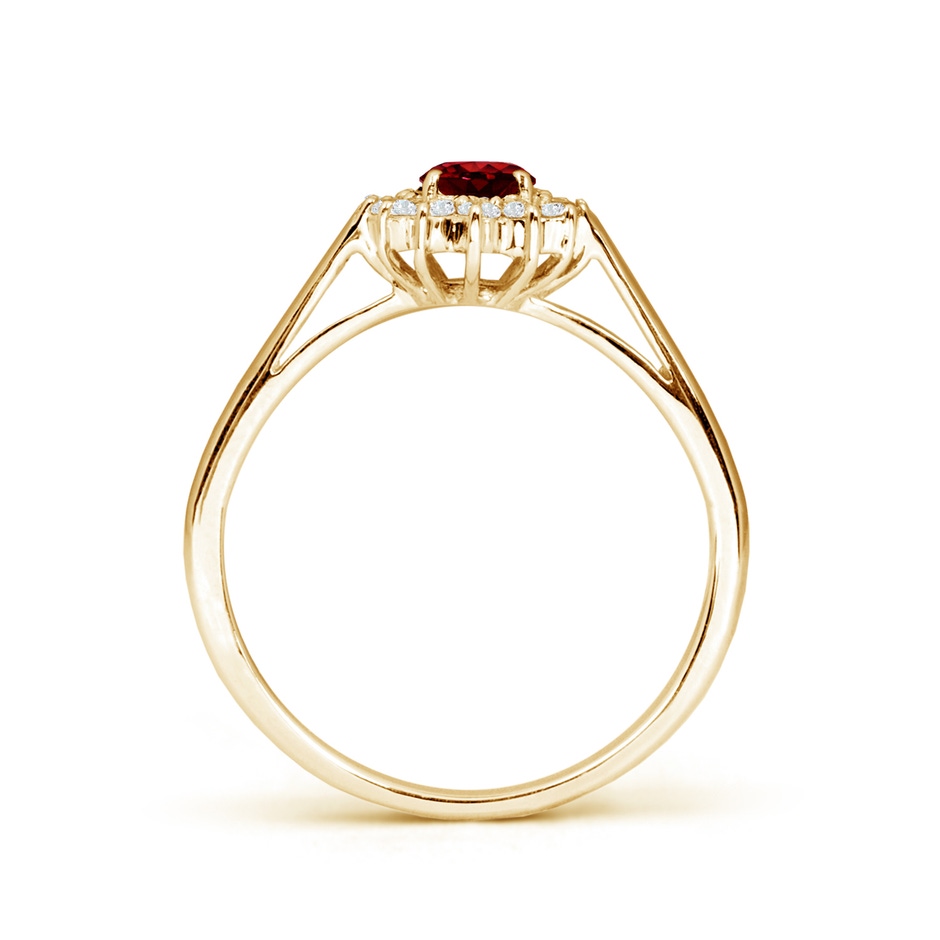6x4mm AAAA Princess Diana Inspired Ruby Ring with Diamond Halo in Yellow Gold side 199