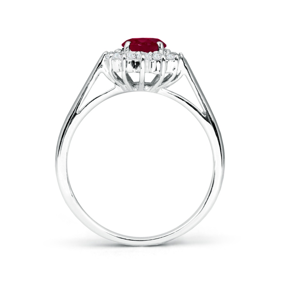 7x5mm A Princess Diana Inspired Ruby Ring with Diamond Halo in P950 Platinum side 199