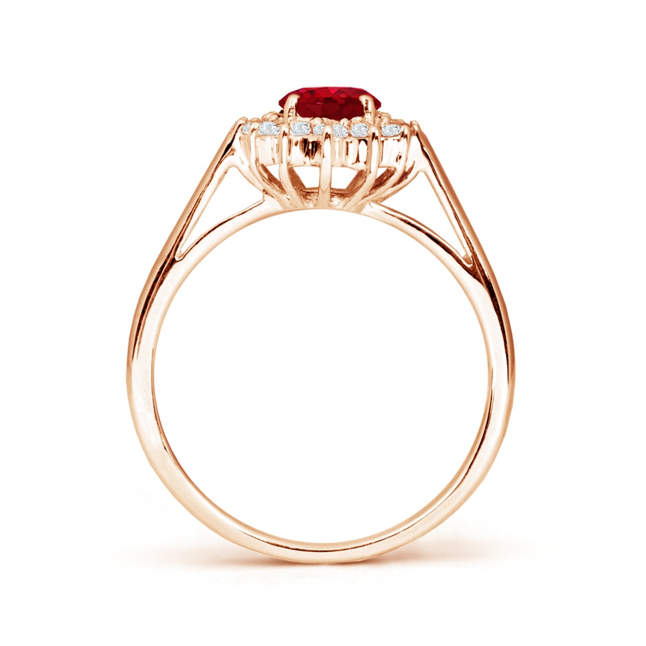 7x5mm AAA Princess Diana Inspired Ruby Ring with Diamond Halo in Rose Gold side 199