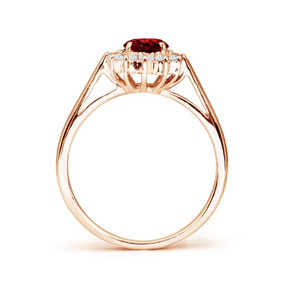7x5mm AAAA Princess Diana Inspired Ruby Ring with Diamond Halo in Rose Gold side 199