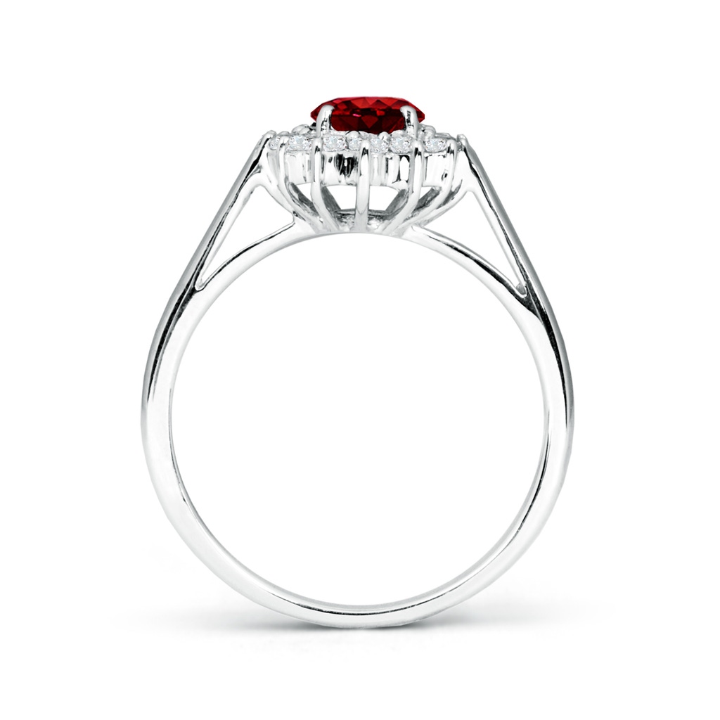 7x5mm AAAA Princess Diana Inspired Ruby Ring with Diamond Halo in White Gold Side 199