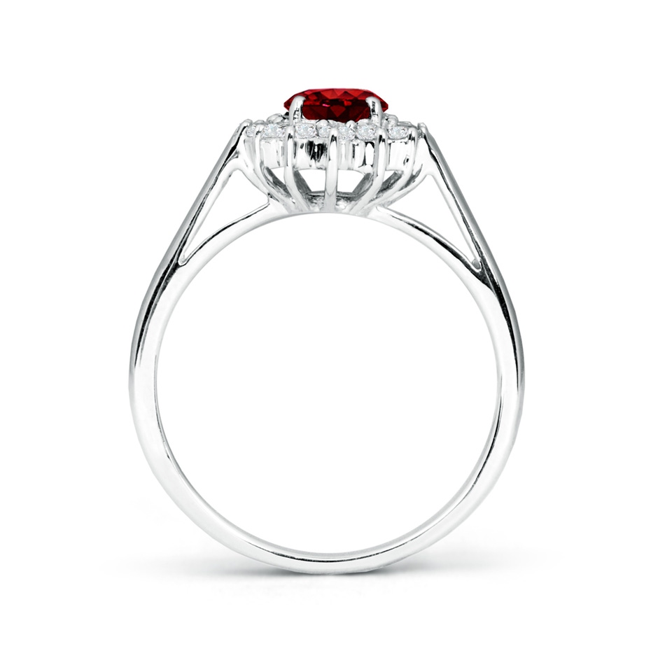 7x5mm AAAA Princess Diana Inspired Ruby Ring with Diamond Halo in White Gold side 199