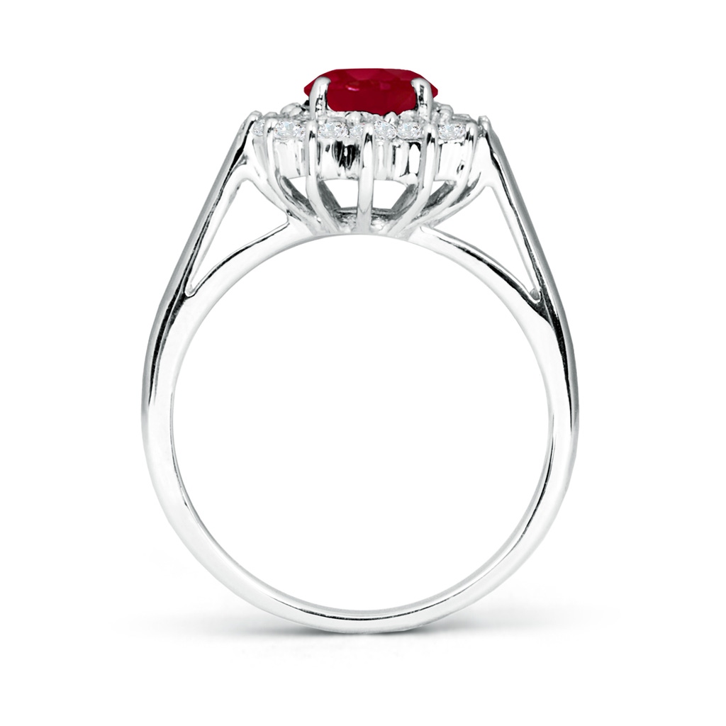 8x6mm AA Princess Diana Inspired Ruby Ring with Diamond Halo in P950 Platinum Side 199