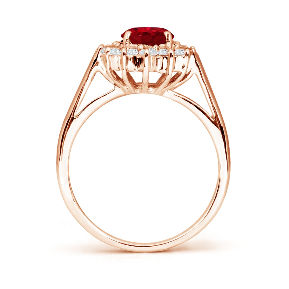 8x6mm AAA Princess Diana Inspired Ruby Ring with Diamond Halo in Rose Gold side 199