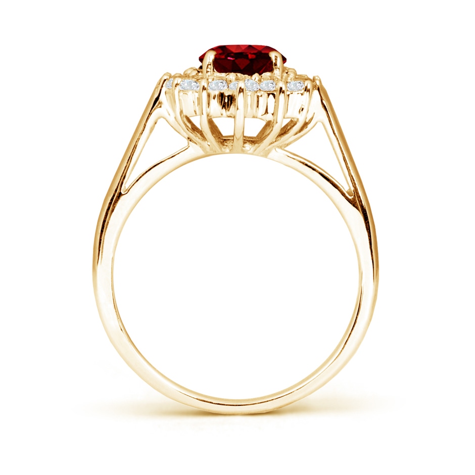 8x6mm AAAA Princess Diana Inspired Ruby Ring with Diamond Halo in Yellow Gold side 199