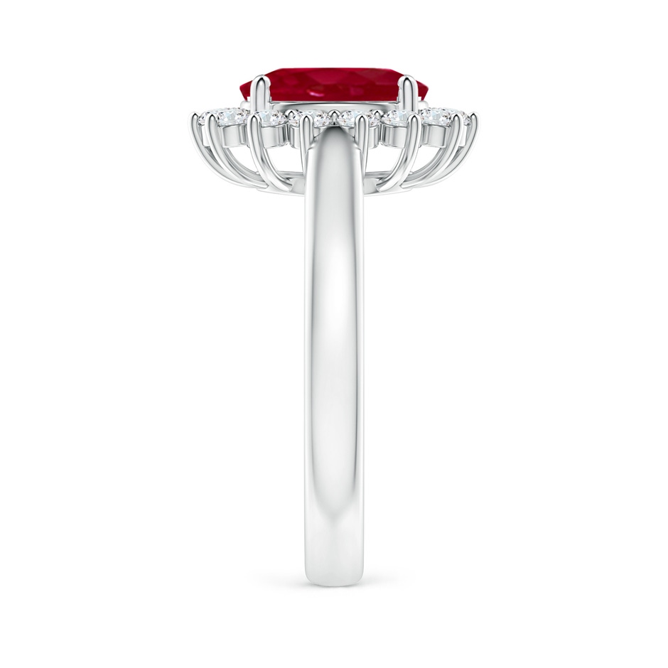 9x7mm AA Princess Diana Inspired Ruby Ring with Diamond Halo in P950 Platinum side 299
