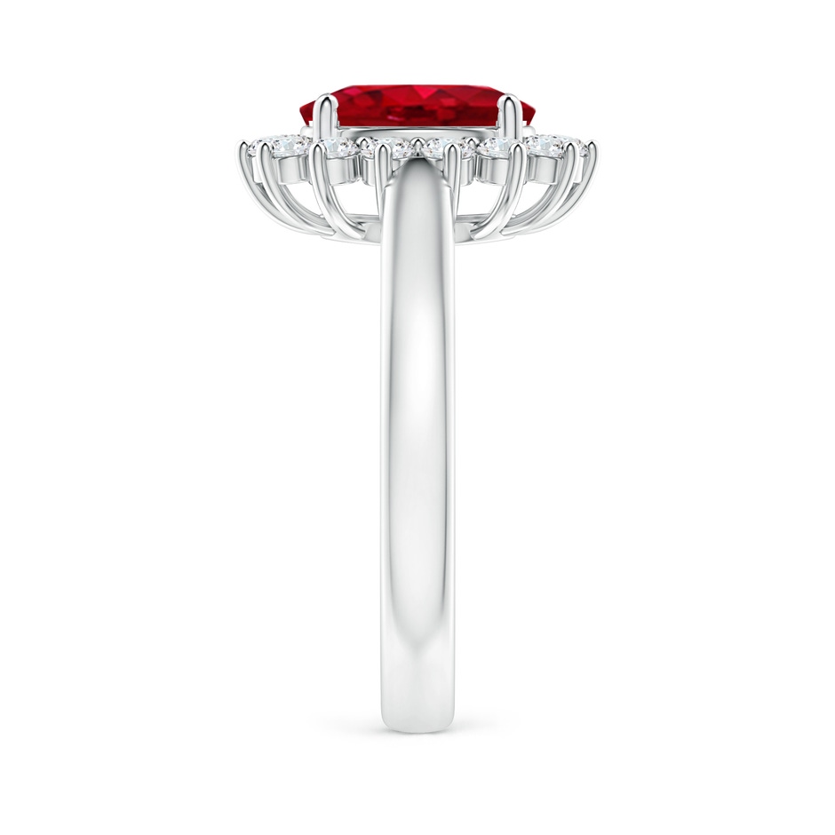 9x7mm AAA Princess Diana Inspired Ruby Ring with Diamond Halo in P950 Platinum side 299