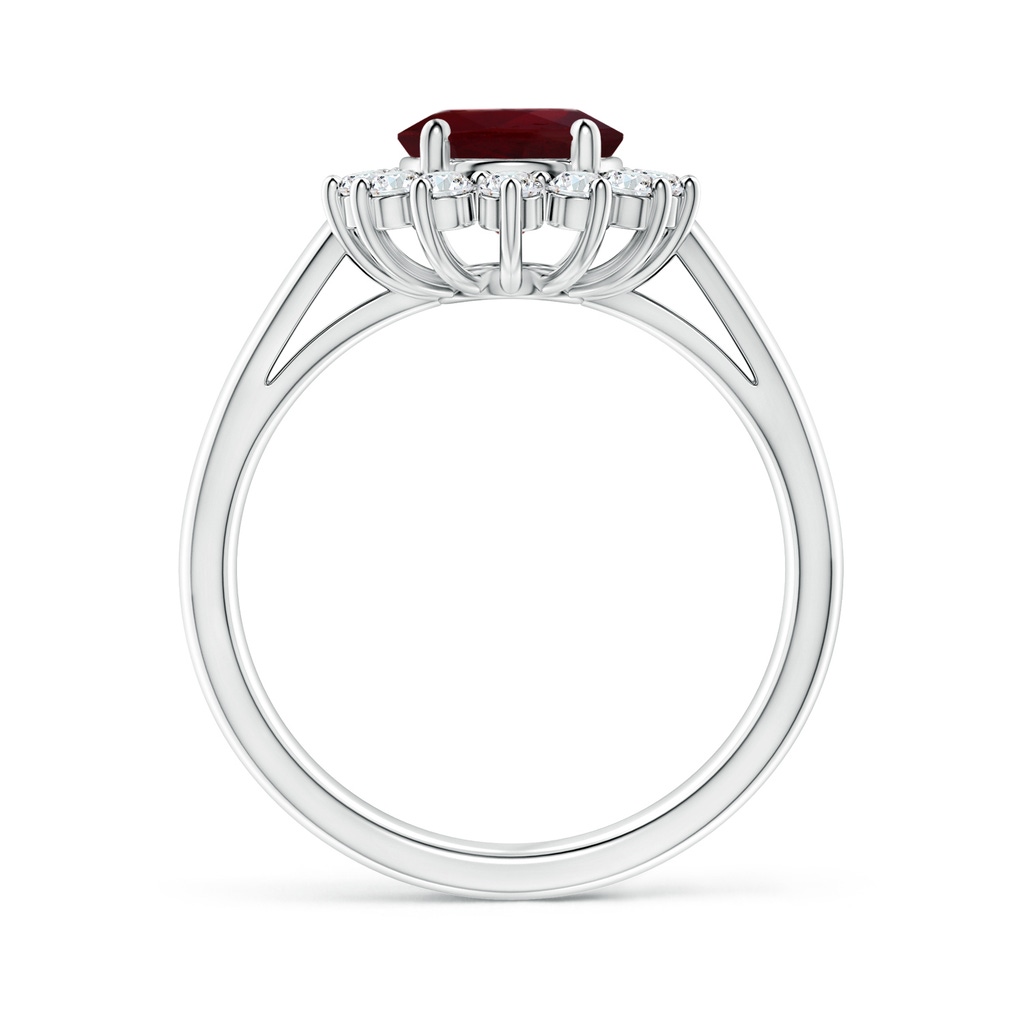 8.75x6.84x4.30mm AAAA Princess Diana Inspired GIA Certified Ruby Ring with Halo in P950 Platinum Side 199