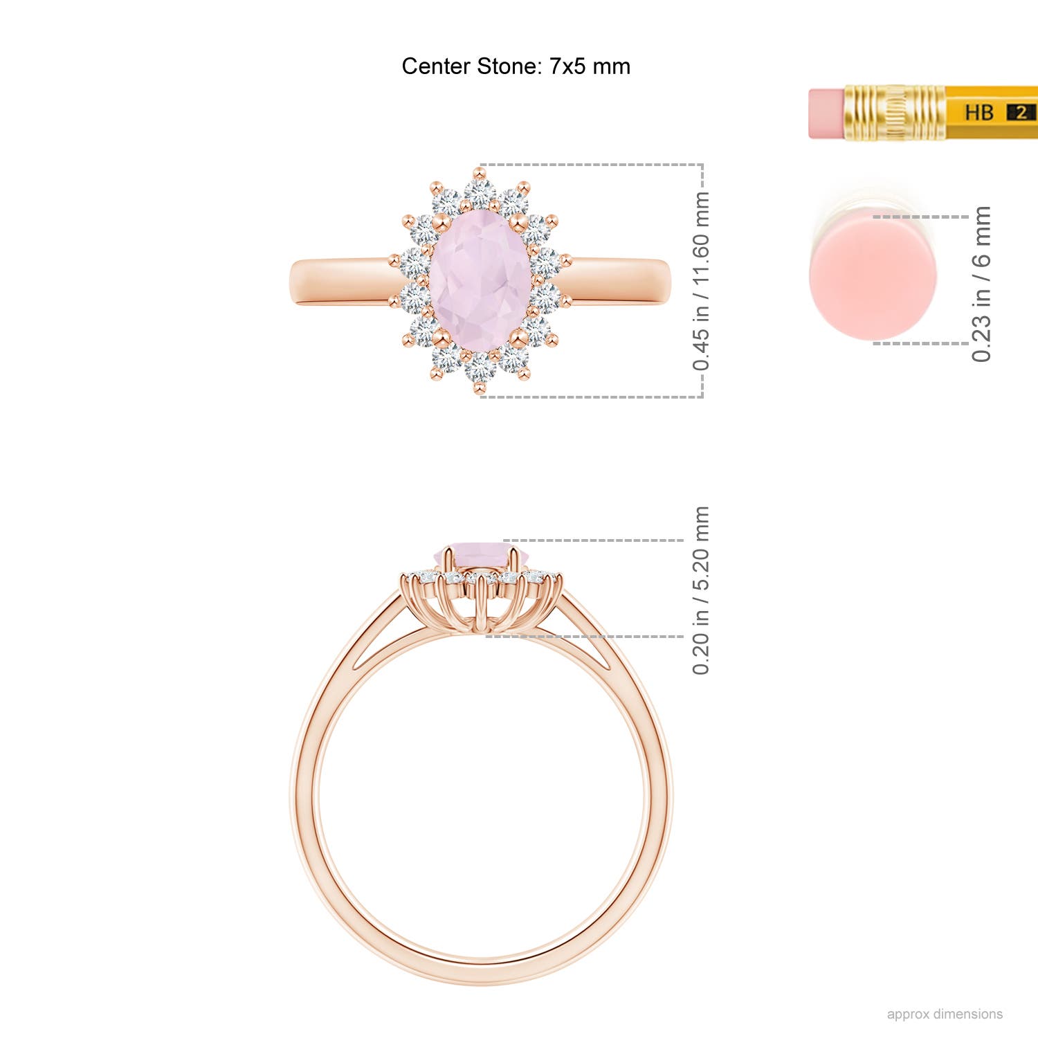 A - Rose Quartz / 0.95 CT / 14 KT Rose Gold