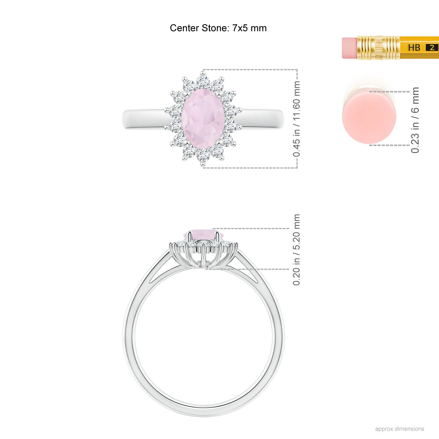 A - Rose Quartz / 0.95 CT / 14 KT White Gold