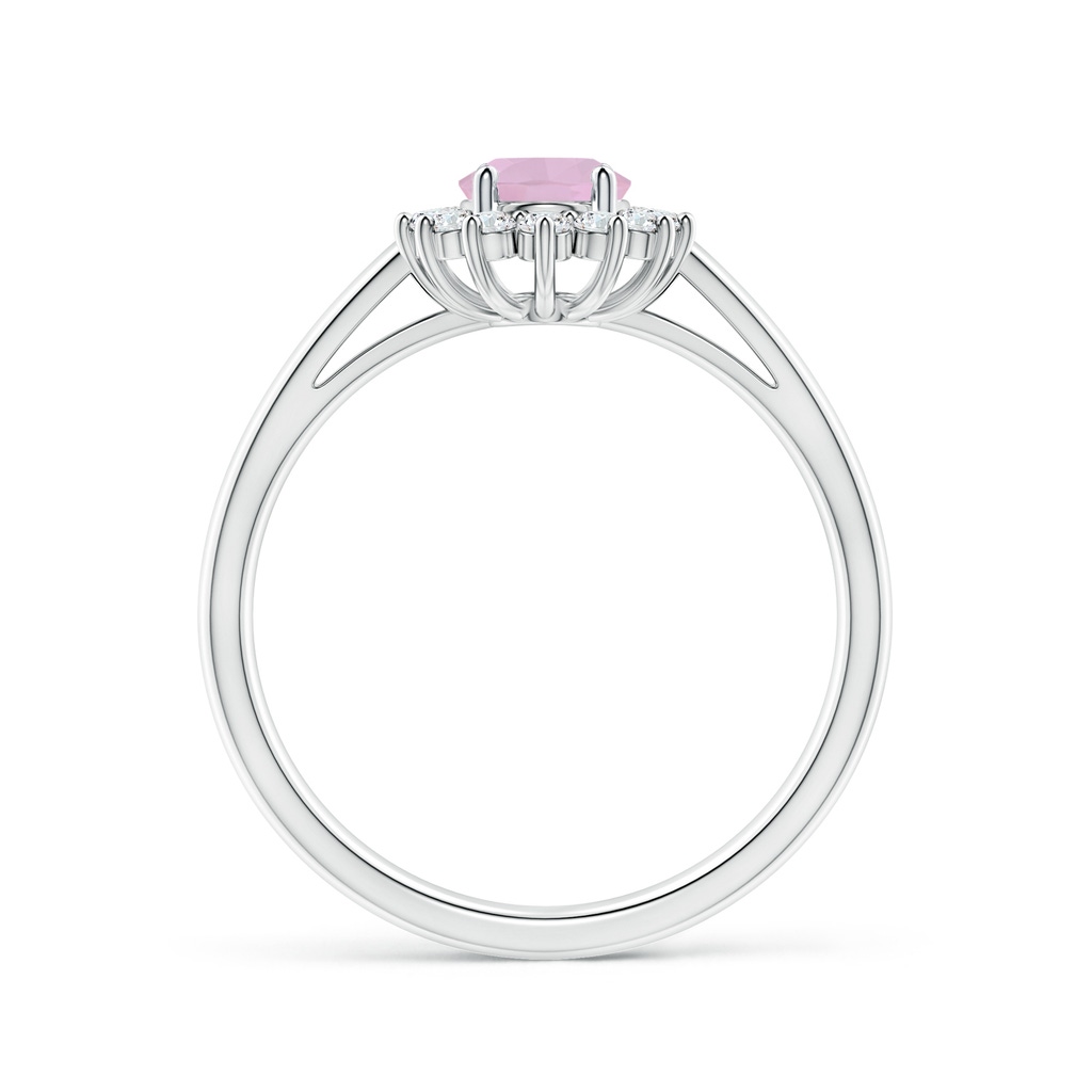 7x5mm AAA Princess Diana Inspired Rose Quartz Ring with Diamond Halo in White Gold - side_1