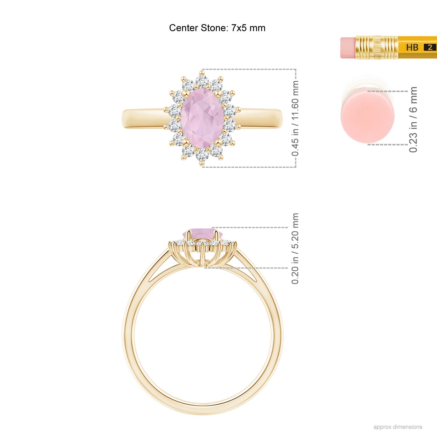 AAA - Rose Quartz / 0.95 CT / 14 KT Yellow Gold