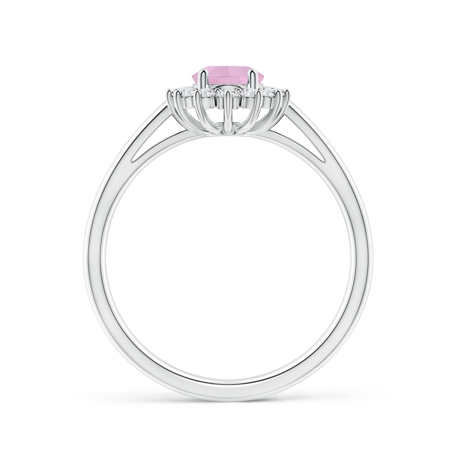 7x5mm AAAA Princess Diana Inspired Rose Quartz Ring with Diamond Halo in P950 Platinum side-1