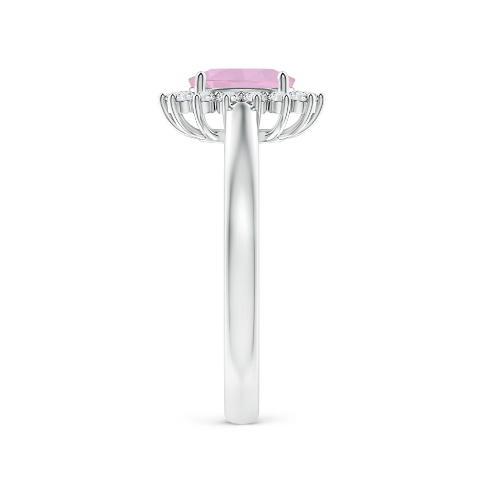7x5mm AAAA Princess Diana Inspired Rose Quartz Ring with Diamond Halo in P950 Platinum side-2