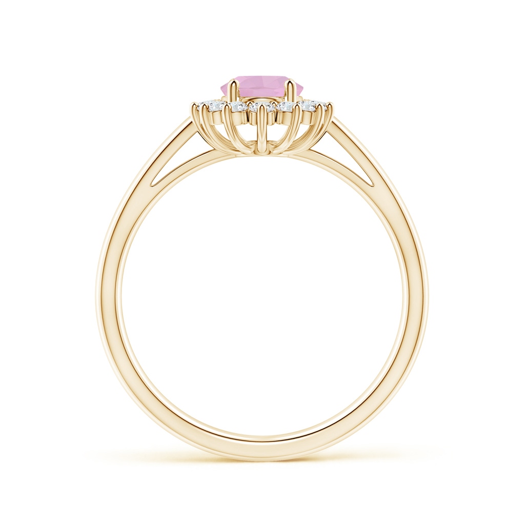 7x5mm AAAA Princess Diana Inspired Rose Quartz Ring with Diamond Halo in Yellow Gold - side_1