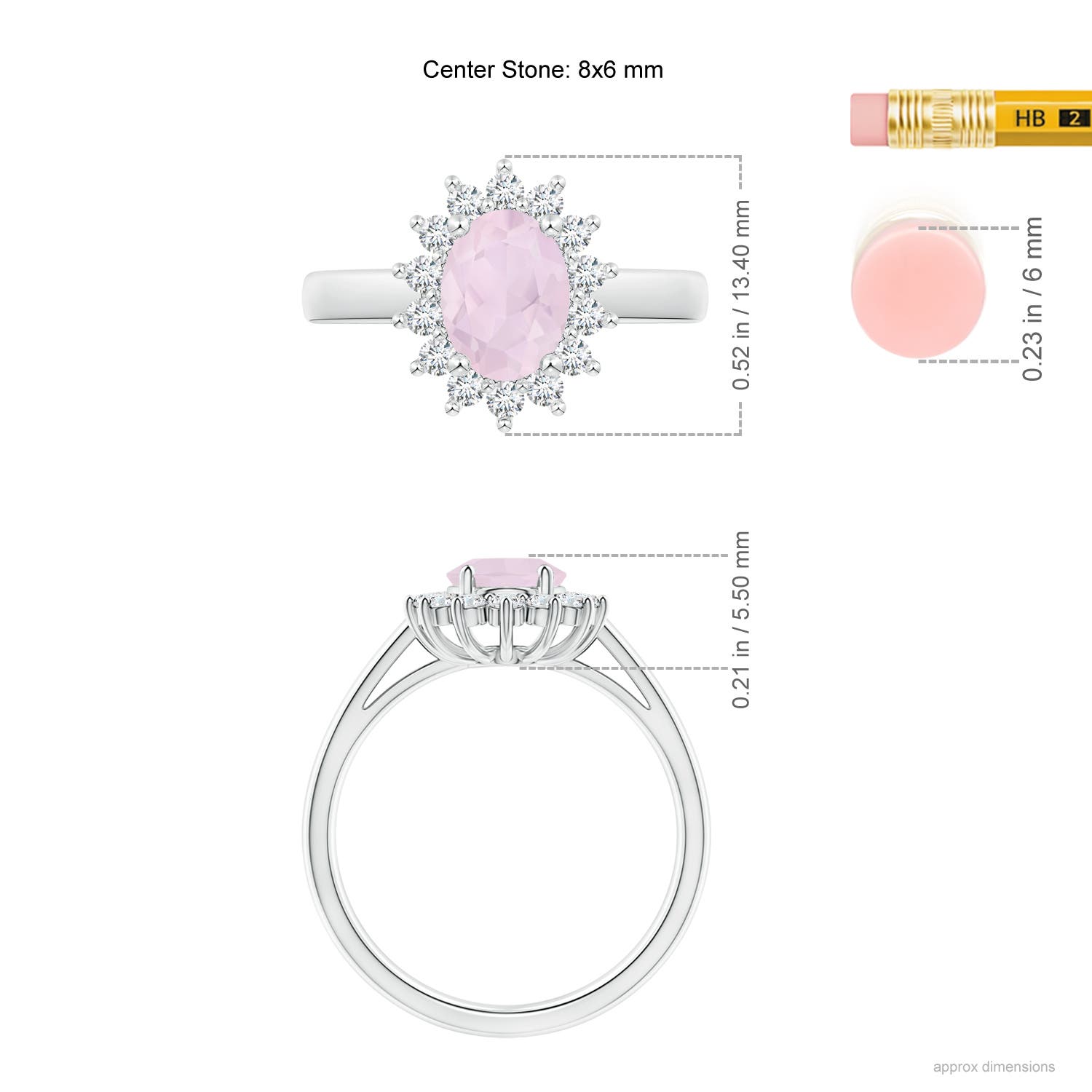 A - Rose Quartz / 1.35 CT / 14 KT White Gold