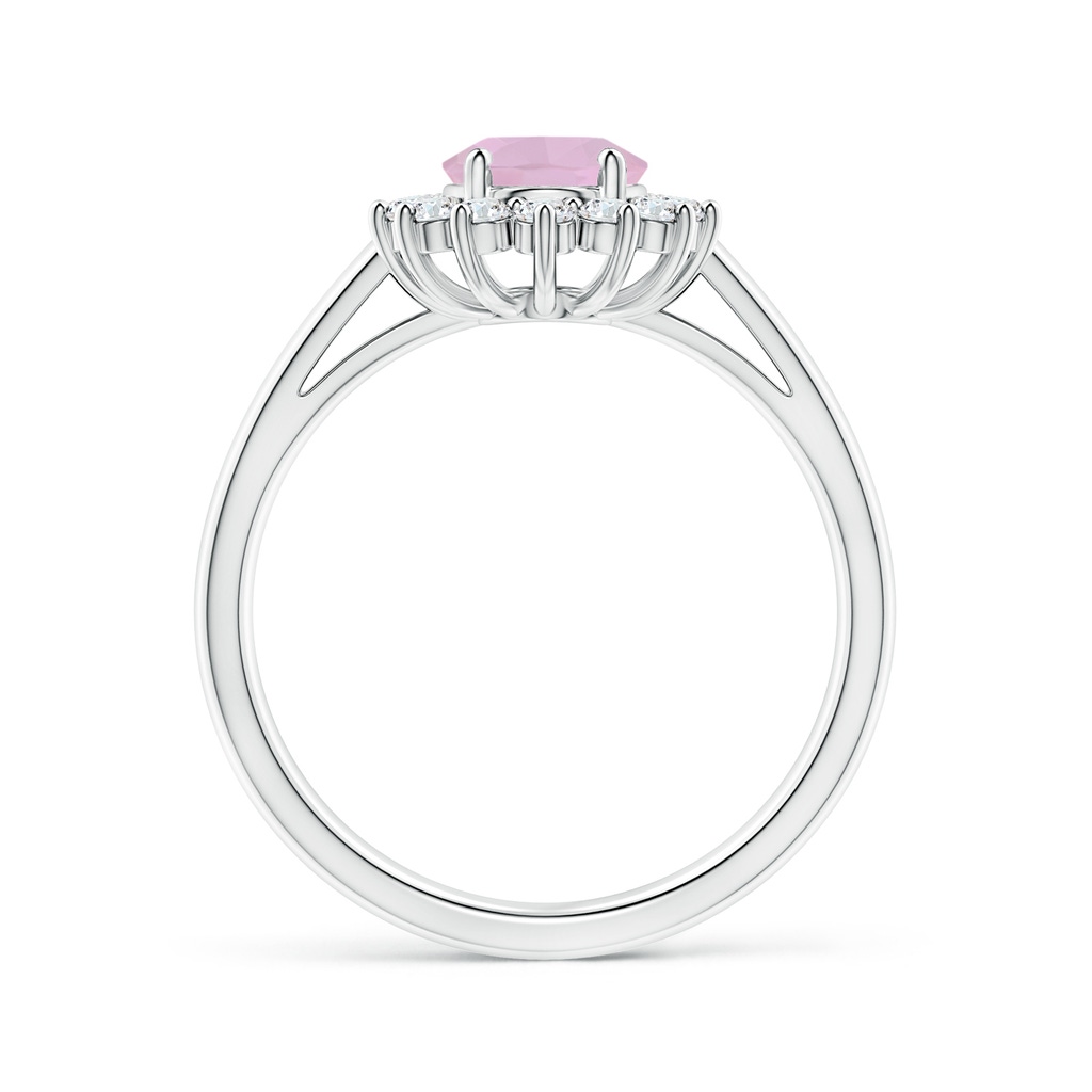 8x6mm AAA Princess Diana Inspired Rose Quartz Ring with Diamond Halo in White Gold - side_1